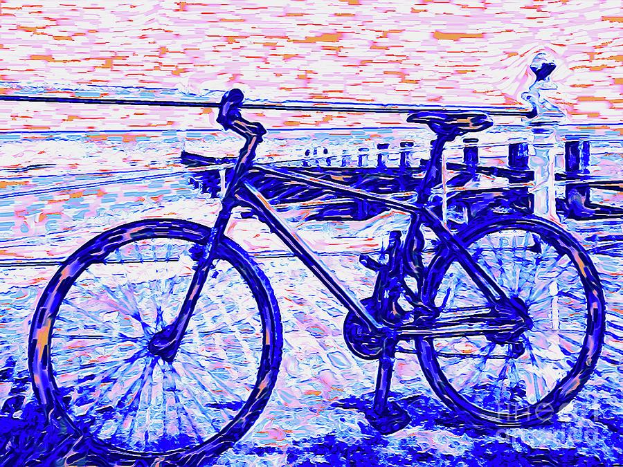 Blue Bicycle By The Beach Portobello Edinburgh Digital Art
