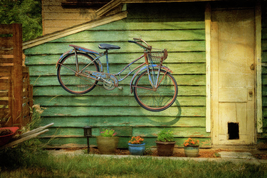 Blue Bicycle on the Wall Photograph by Craig J Satterlee