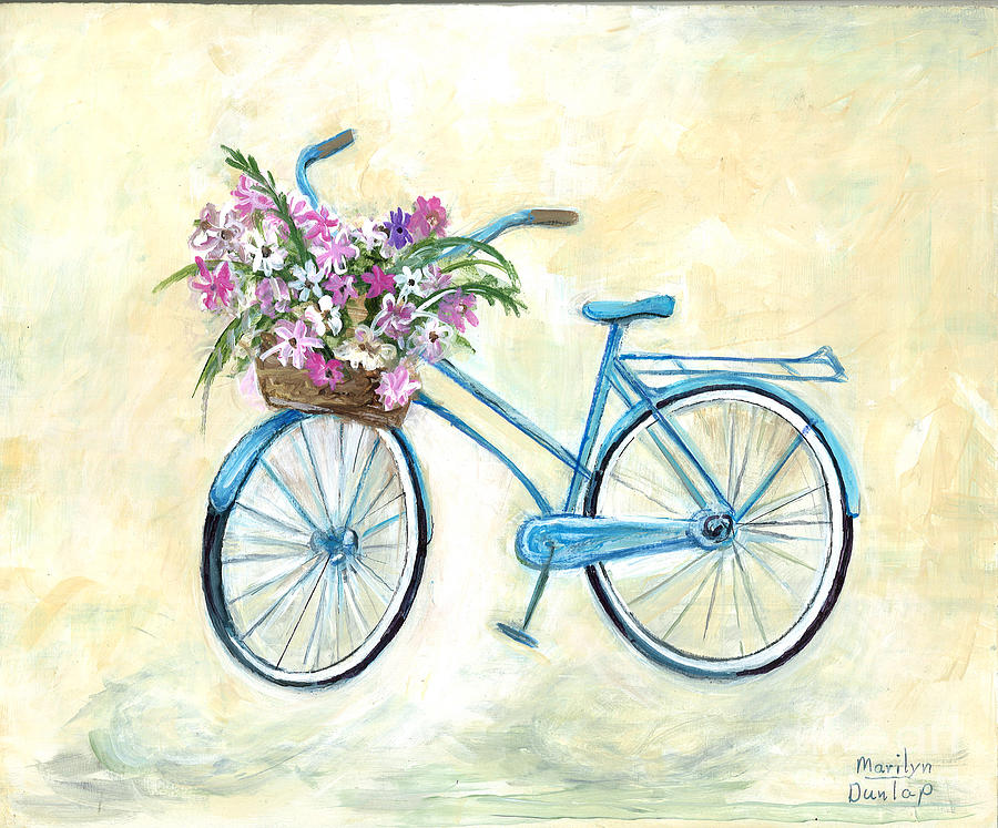 Blue Bike Painting by Marilyn Dunlap