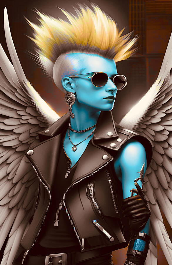 Blue Biker Angel AI Art Digital Art by Designs By Nimros - Pixels