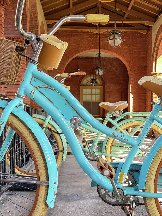 Blue Bikes at Flagler College, St. Augustine, Florida Photograph by Dawna Moore Photography