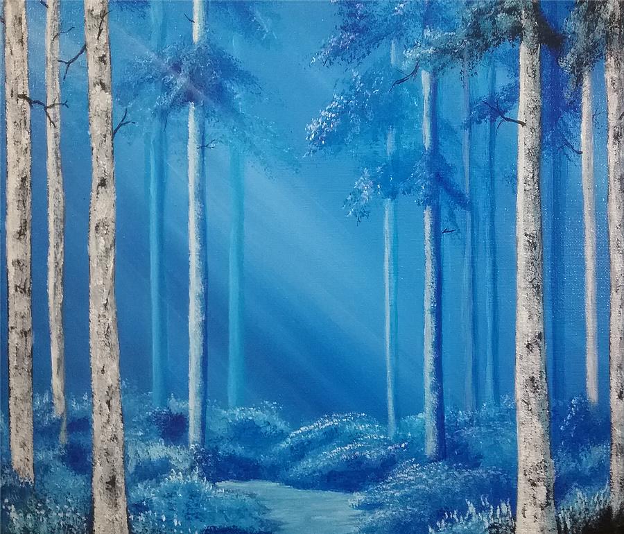 Blue Birch Painting