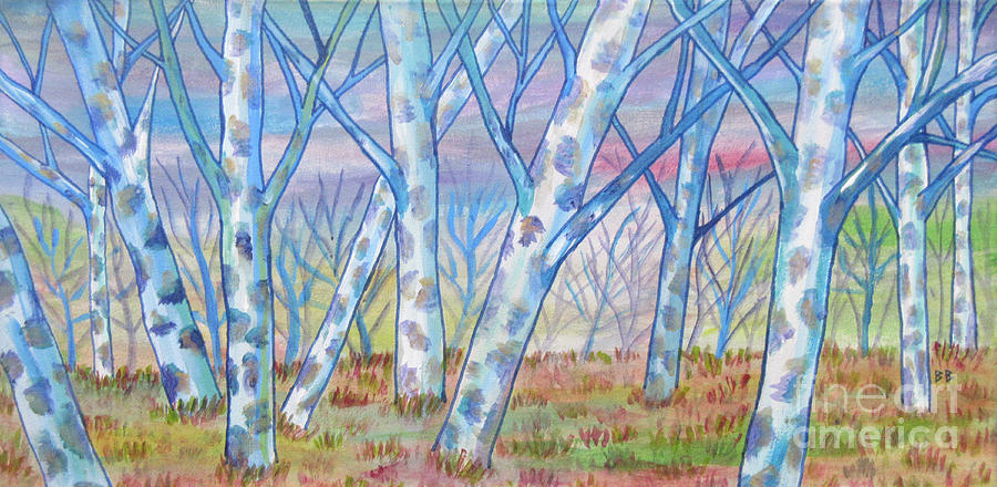 Blue Birch Tree Stand Painting by Bradley Boug