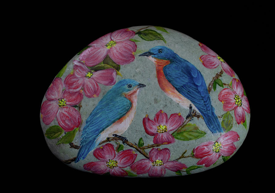 Blue Bird Couple Painting by Nancy Lauby