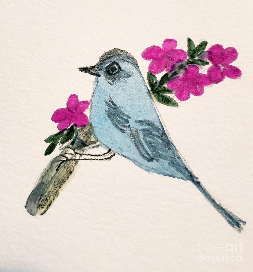 Blue Bird of Happiness  Painting by Margaret Welsh Willowsilk
