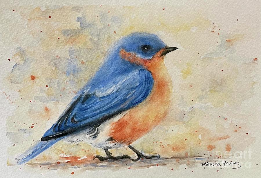 Blue Bird of Happiness  Painting by Marsha Young