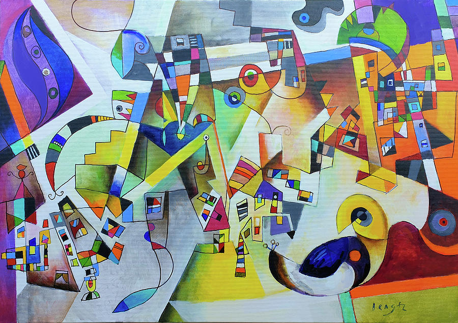 Bengez Painting - Blue Bird With A Yellow Head by Miljenko Bengez Bengez Painting - Blue Bird With A Yellow Head by Miljenko Bengez
