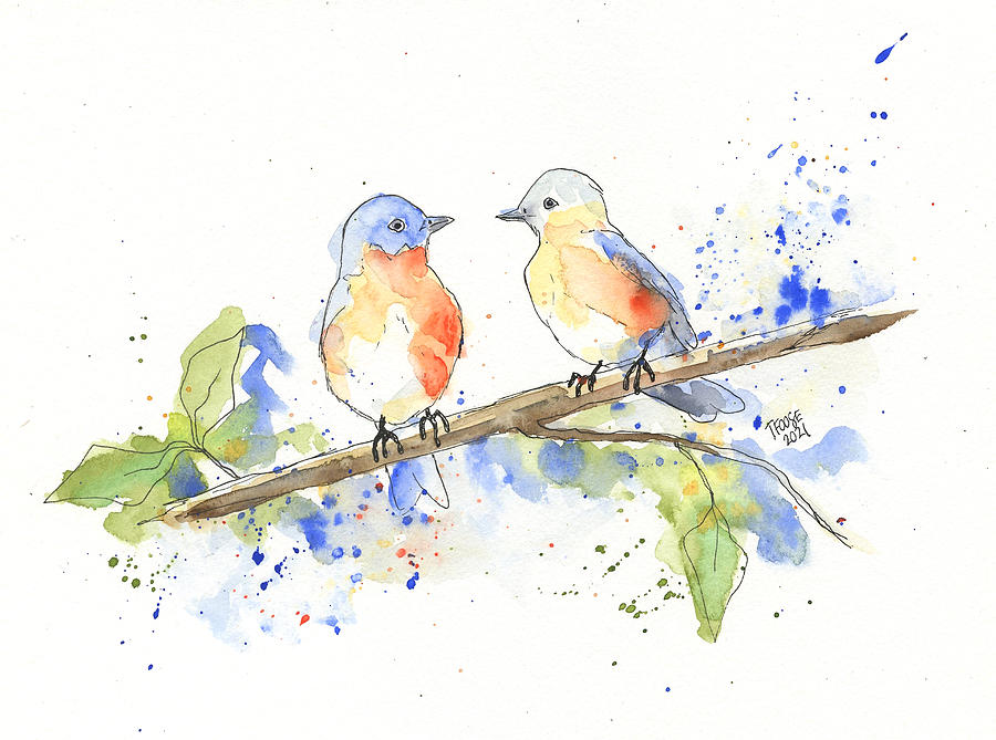 Blue Birds Let Loose Painting