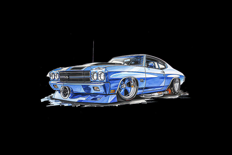 Blue Blaze Chevelle SS - Racing Heritage T-shirt Digital Art by Bill Posner