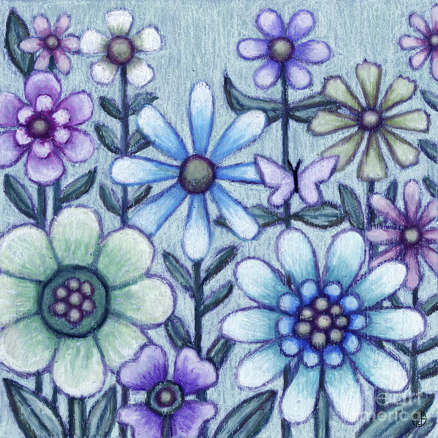 Blue Blooming Beauties. Wildflora Painting by Amy E Fraser