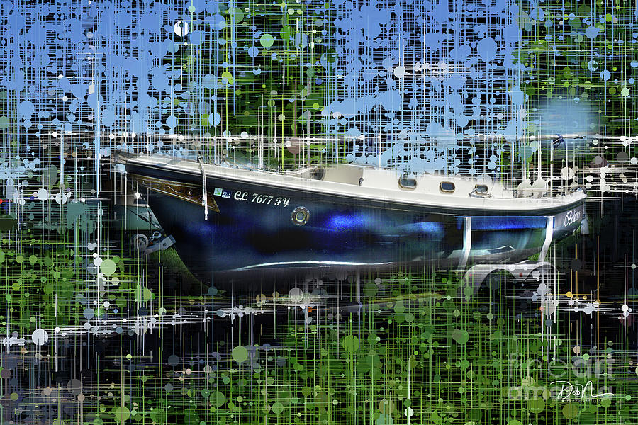 Blue Boat at Reservoir Digital Art by Deb Nakano