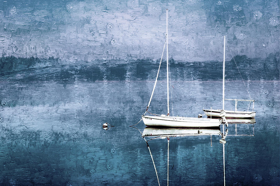  Blue Boats Digital Art by Cindy Greenstein