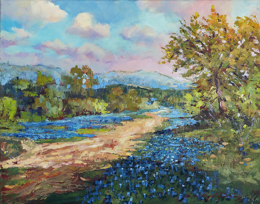Blue Bonnet Road Painting by David Lloyd Glover