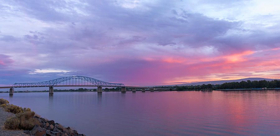 Blue Bridge at Sunset Photograph by Loree Johnson