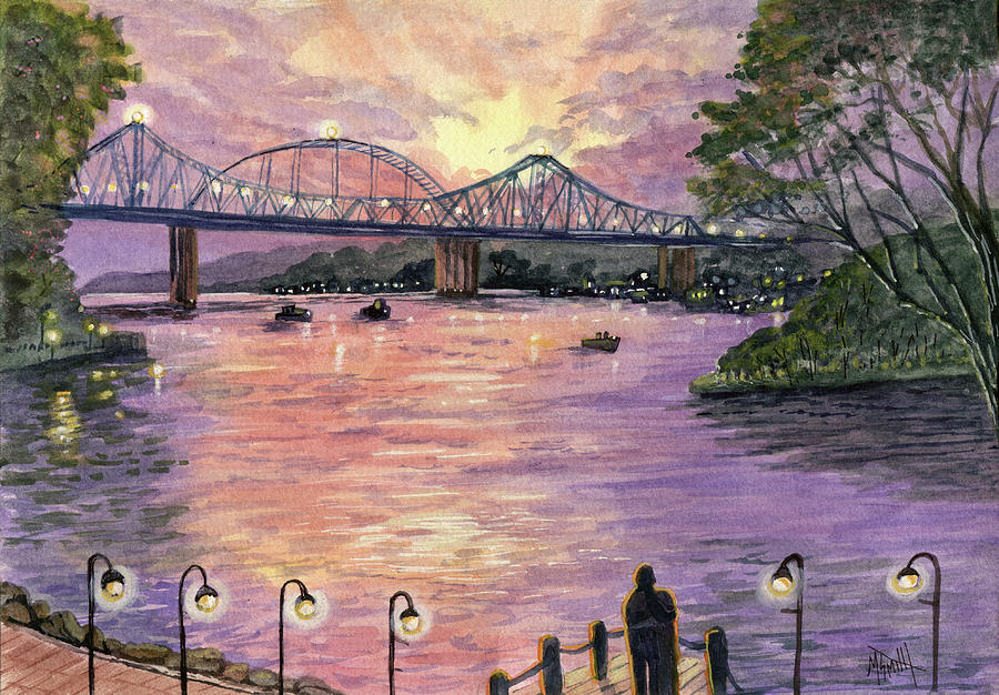Blue Bridges Study Painting by Marilyn Smith