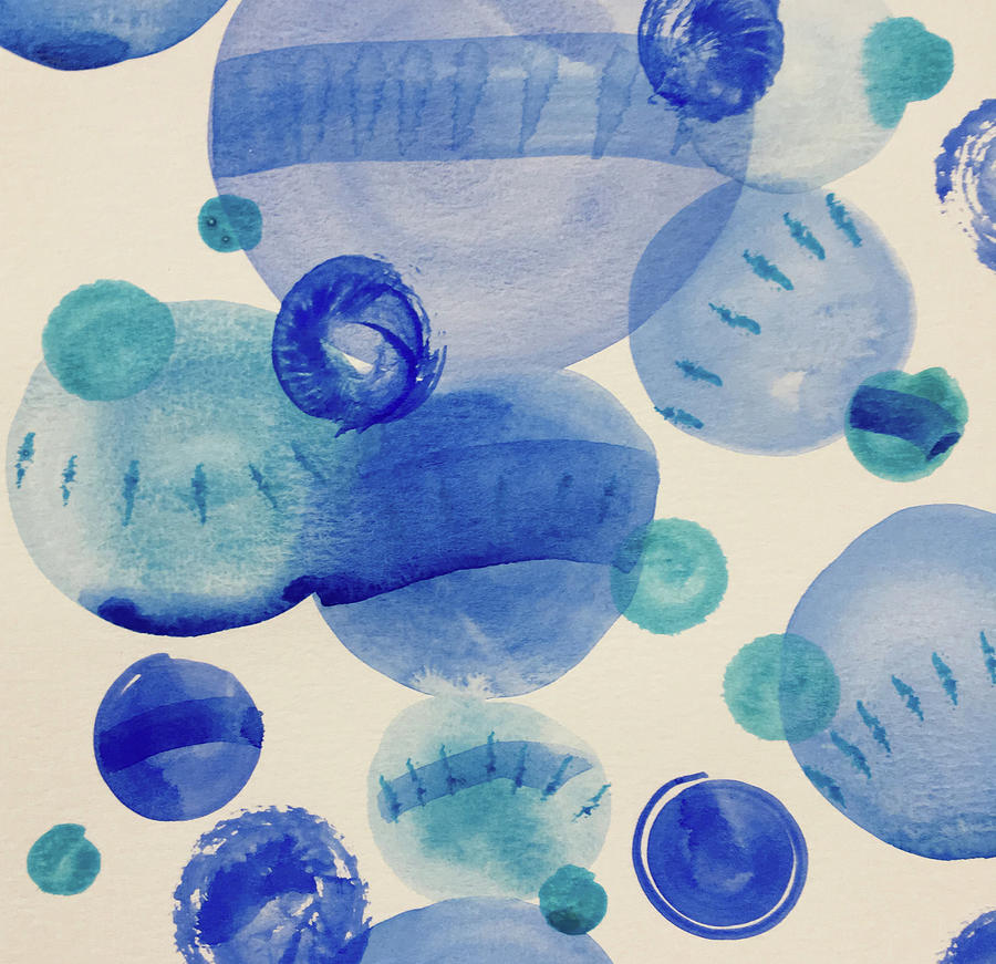 Blue Bubbles Painting by Nancy Merkle