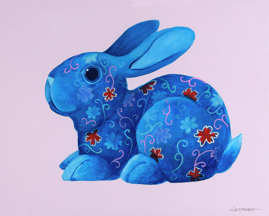 Blue Bunny Painting By Suzanne Henthorn