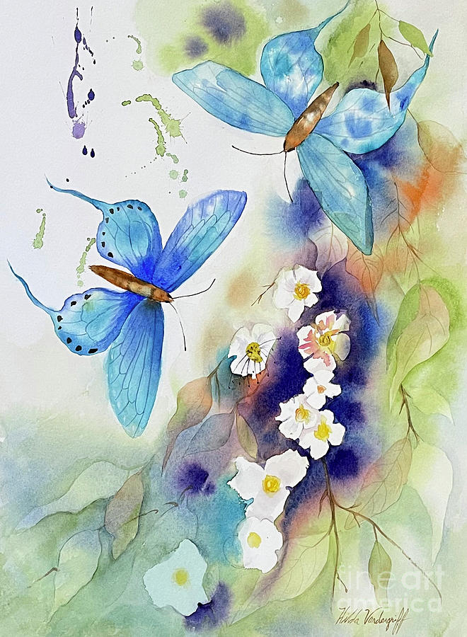 Blue Butterflies Painting by Hilda Vandergriff - Fine Art America