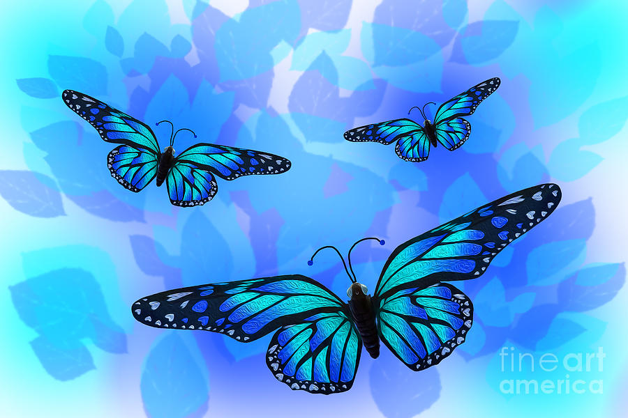 Blue Butterflies Digital Art by Kirt Tisdale