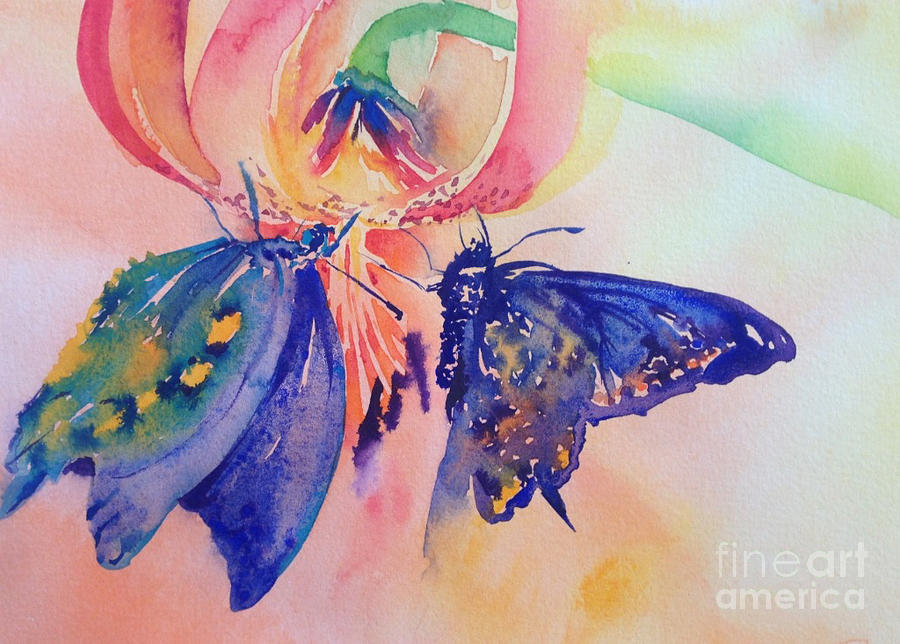 Blue Butterflies Painting by Liana Yarckin