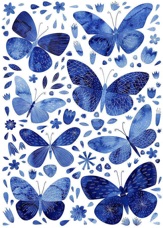 Butterfly Painting - Blue Butterflies by Nic Squirrell