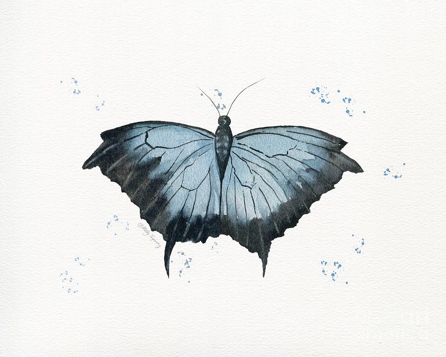 Blue Butterfly 3 Painting by Melly Terpening