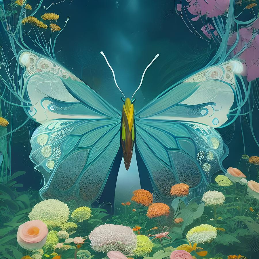 Blue Butterfly Digital Art by Beverly Read