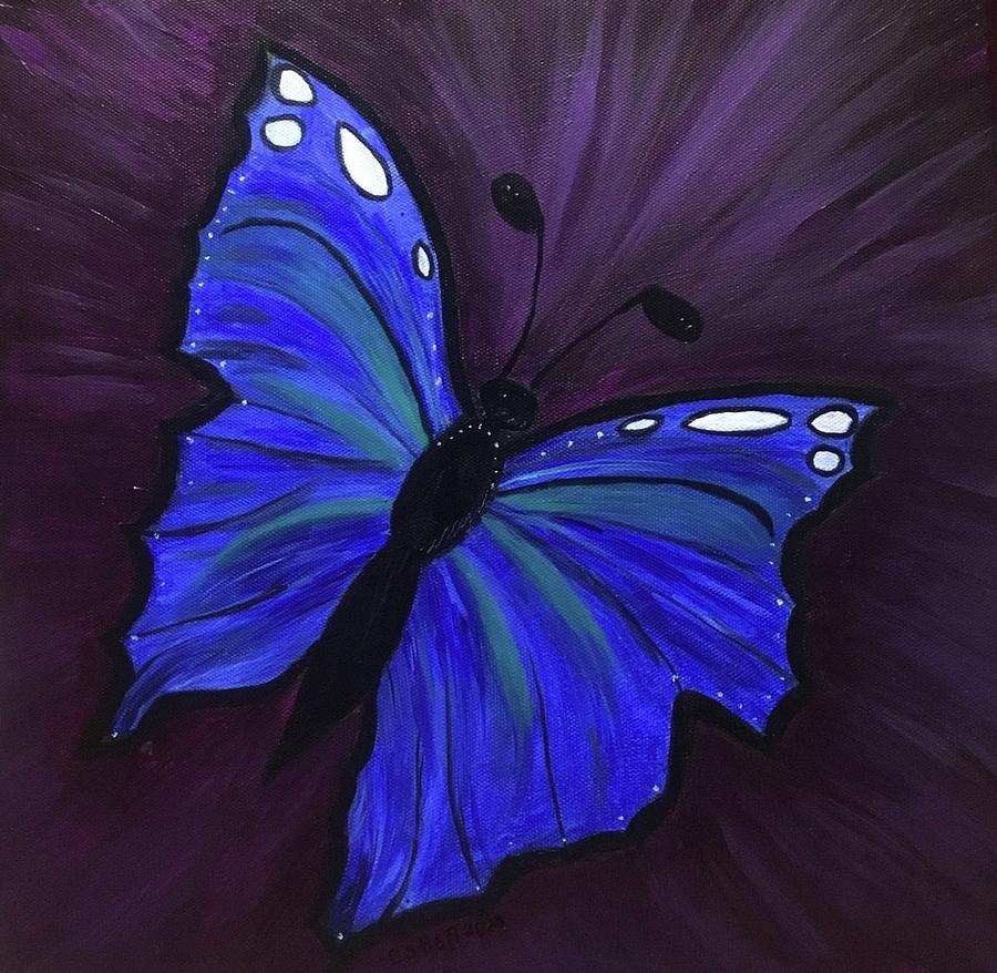 Blue Butterfly Painting by Candy Bott - Fine Art America