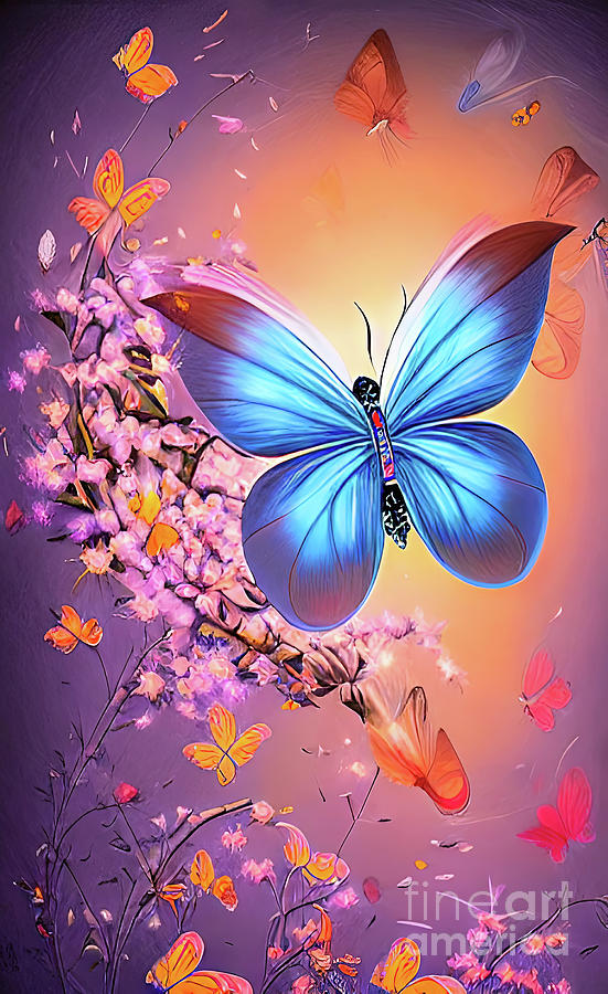 Blue Butterfly  Digital Art by Elaine Manley
