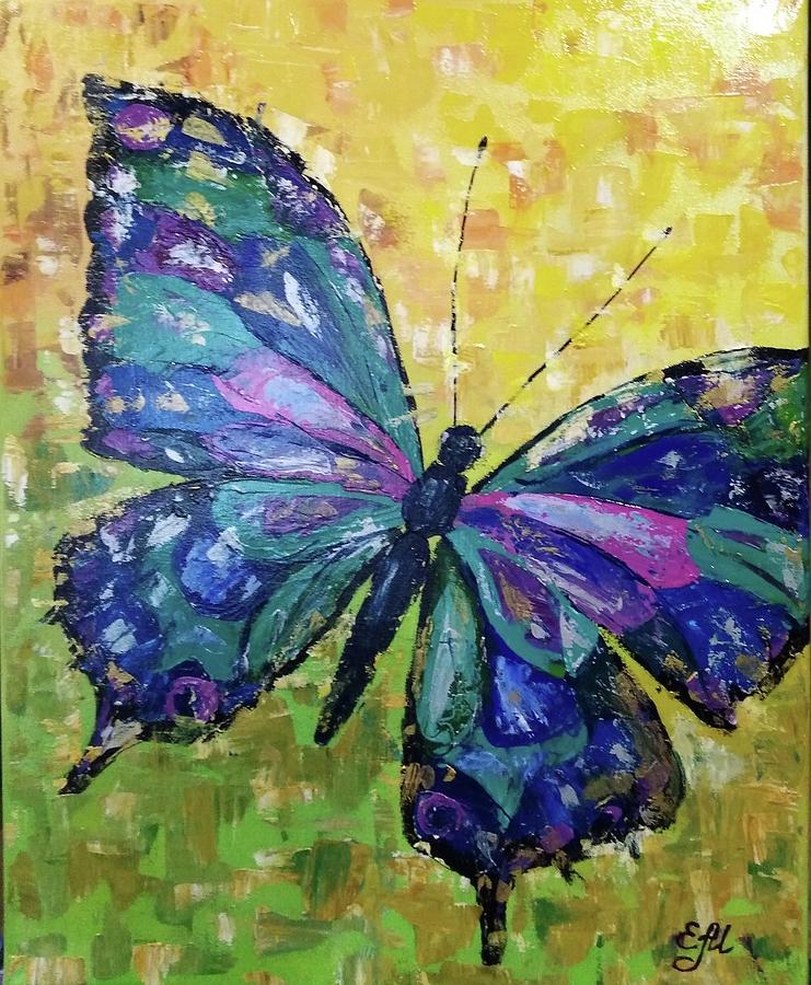 Blue Butterfly Painting by Elena Malykhina | Fine Art America