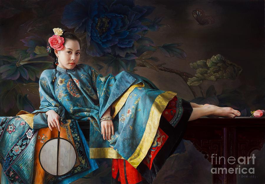 Blue Butterfly Painting by Mingyue Wang Blue Butterfly Painting by Mingyue Wang