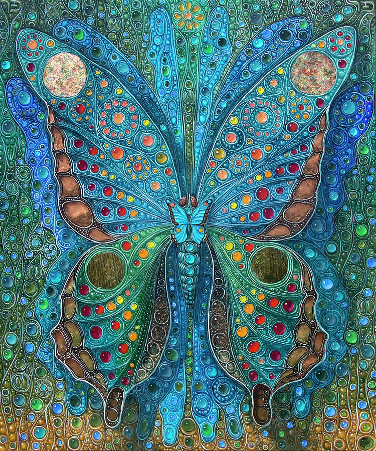 Blue Butterfly Parpar Painting by Victor Molev