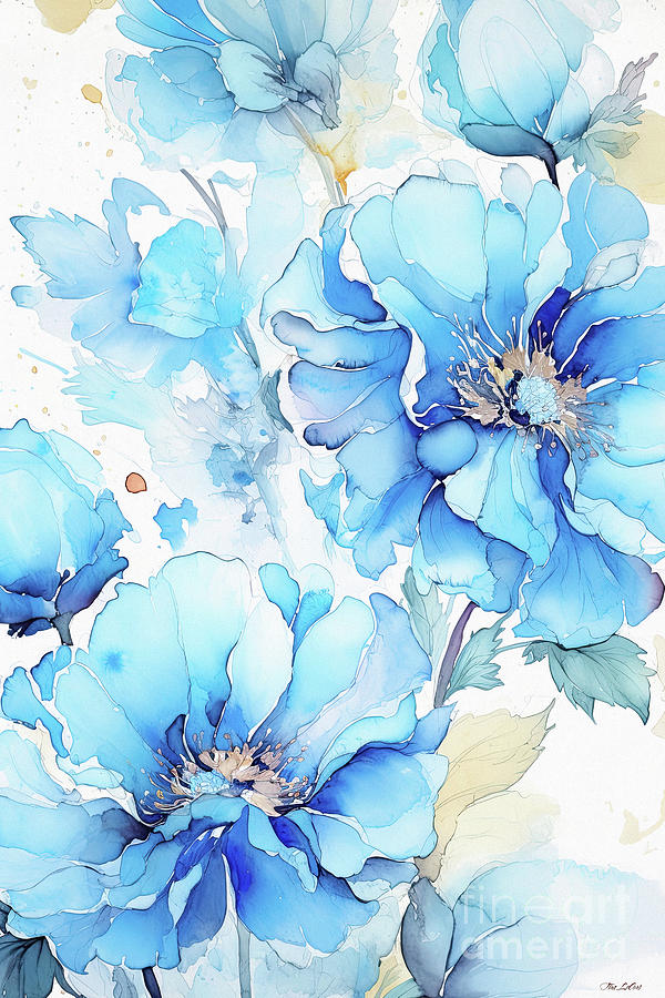 Blue By You Peonies Painting by Tina LeCour