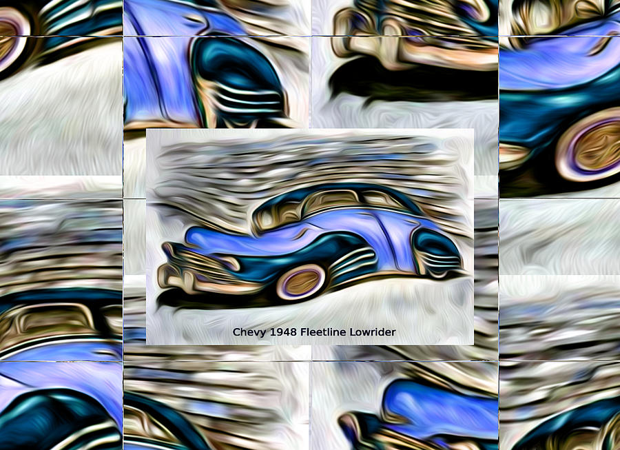 Blue Car Abstract Collage Art Poster Digital Art by Ronald Mills