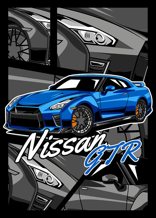 Blue Car Nissan GTR Poster Painting by Becky Zoe - Fine Art America