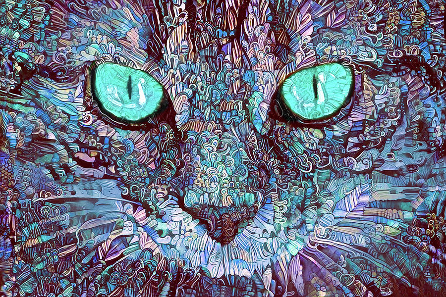 Blue Cat Closeup Digital Art by Peggy Collins