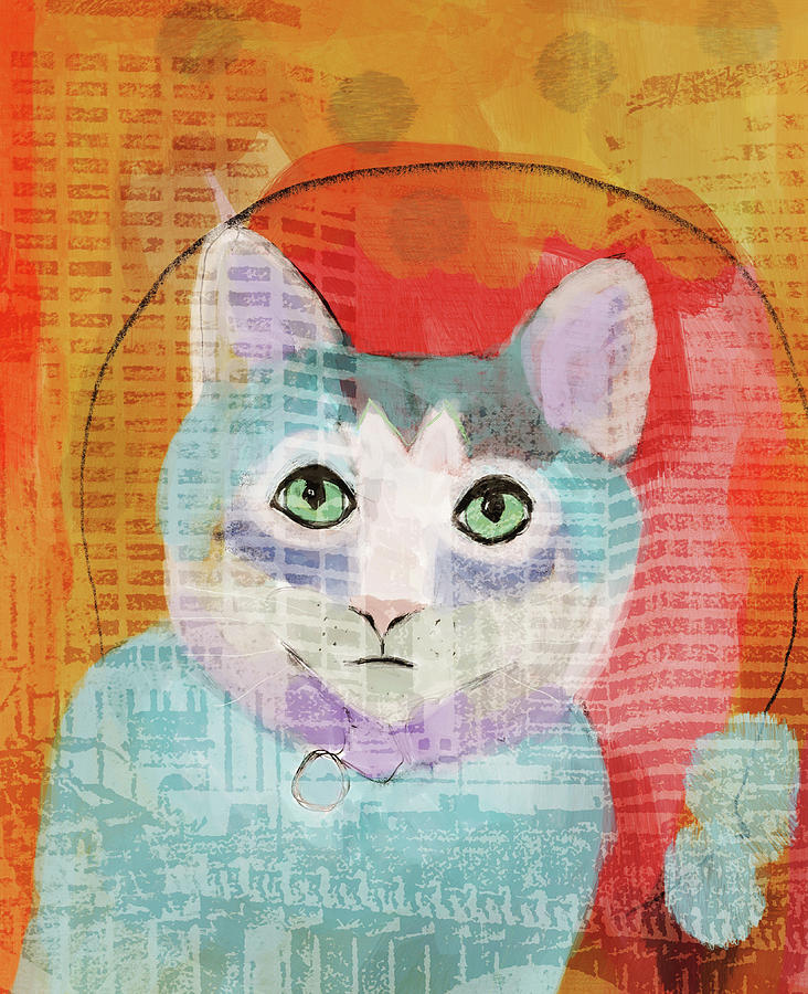 Blue Cat Face  Digital Art by Susan Stone