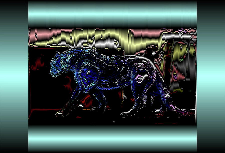 Blue Digital Art - Blue cat by Mary Russell
