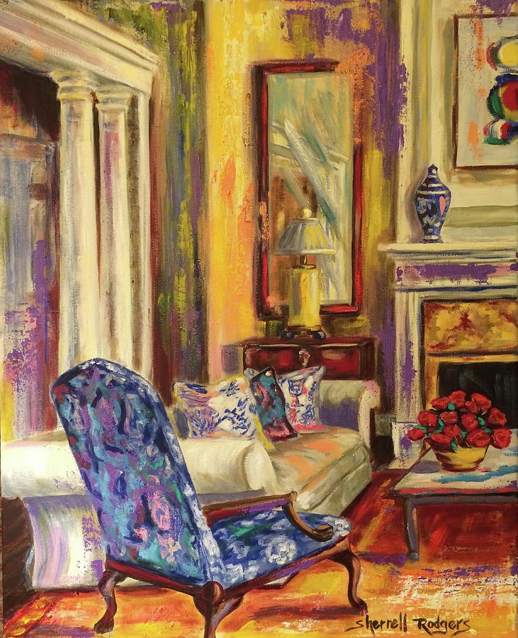 Blue Chair I Painting by Sherrell Rodgers