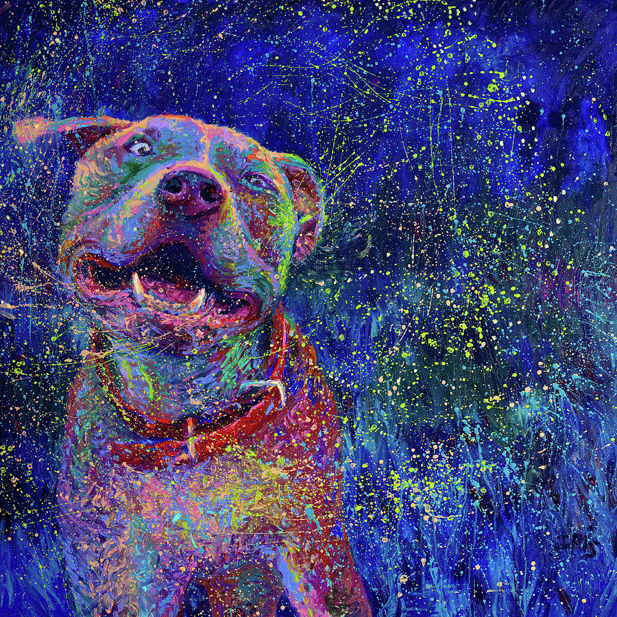 Dog Painting - Blue Chakra by Iris Scott