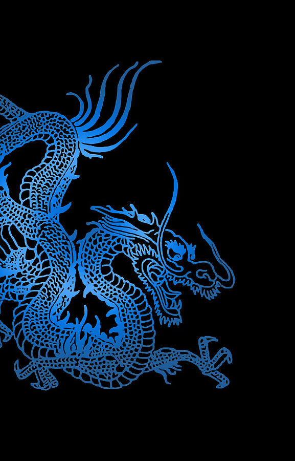 Blue Chinese Dragon Digital Art by Dai Doan