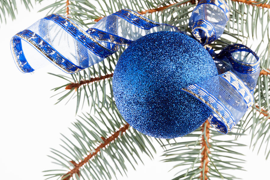 Blue christmas bauble Photograph by Fotek