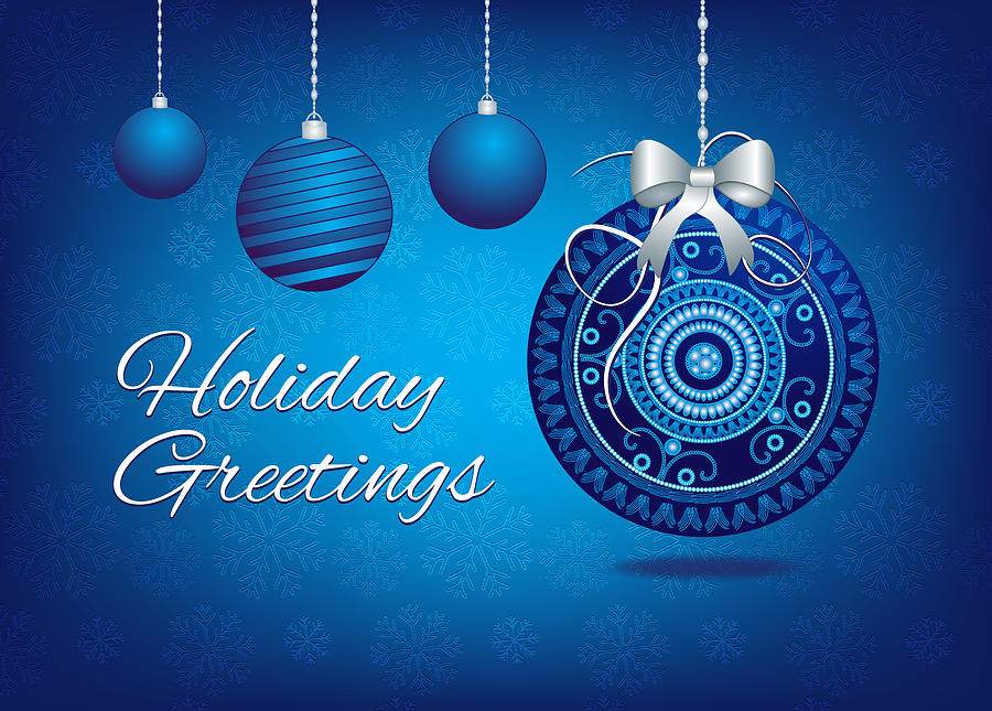Blue Christmas Ornament Greeting Card Digital Art by Serena King