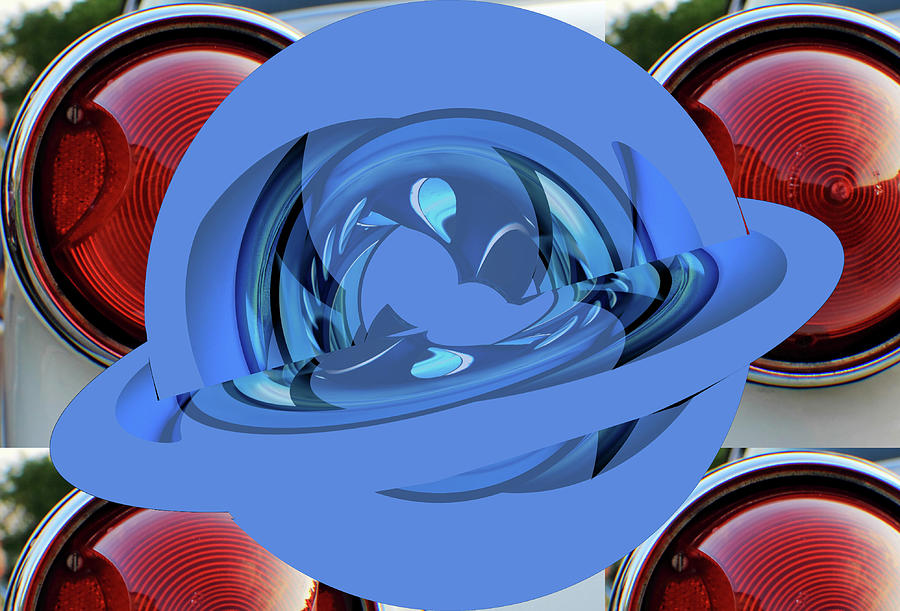 Blue circles polar coordinates art3D transform plane Digital Art by Karl Rose