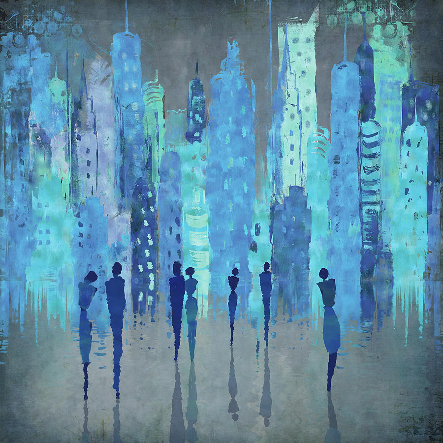 Blue City Stroll Digital Art by Barbara Mierau-Klein