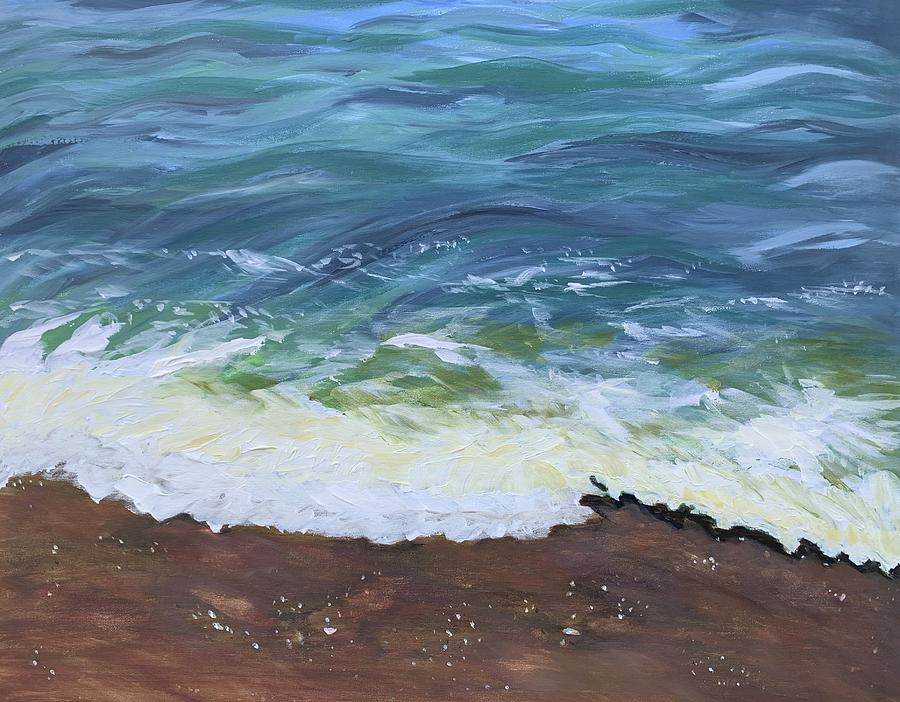 Ocean Wave Painting - Blue Close-Up Wave by Natalia Ciriaco