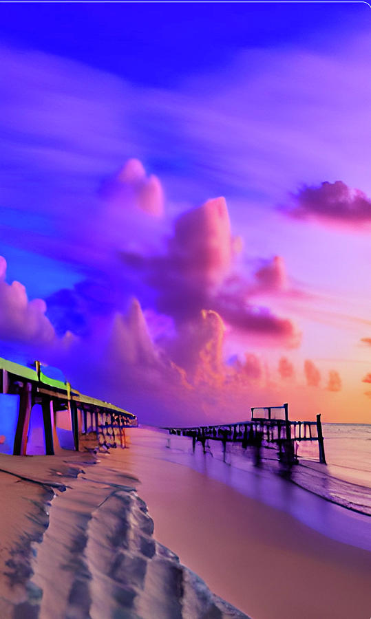 Blue Cloud Beach Digital Art by Marshall Harrison - Fine Art America