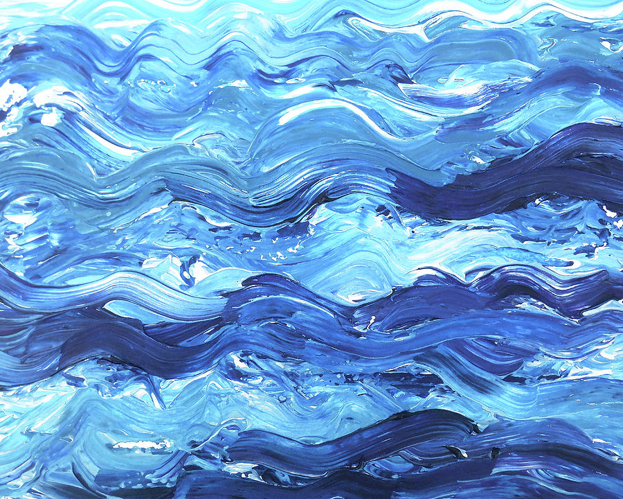 Blue Coastal Breeze Contemporary Decor Ocean Waves III Painting by Irina Sztukowski