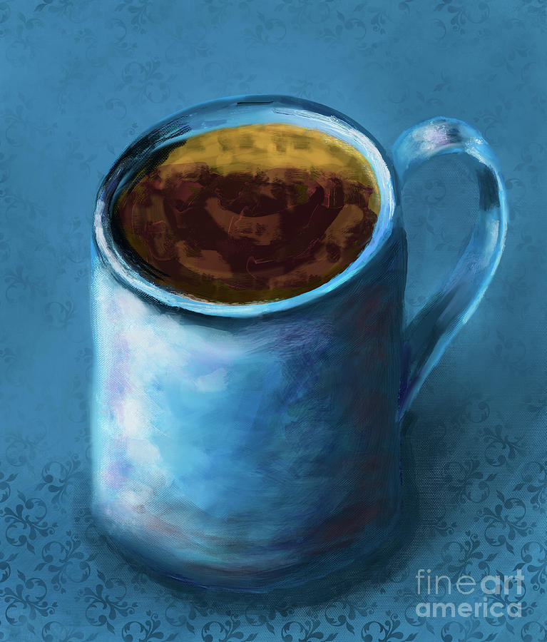 Coffee Digital Art - Blue Coffee Mug by Iris Richardson