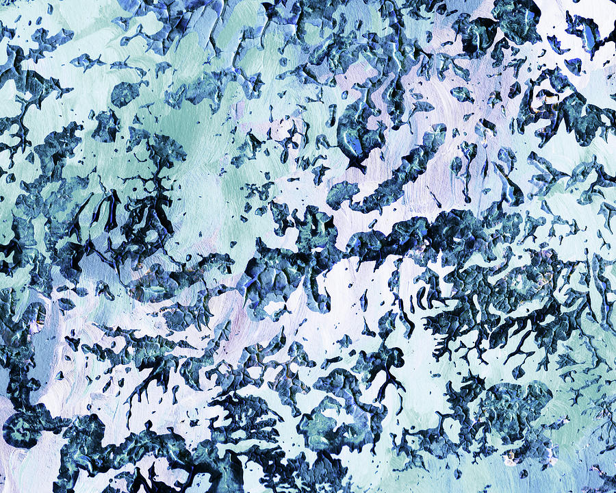 Blue Cold Italian Marble Stone Texture Decor  Painting by Irina Sztukowski